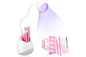 LIONVISON Lampe à Ongles UV, 36W Séchoir à Ongles Séchage Rapide pour Vernis à Ongles, Rotation à 360° Portable LED Gel Lampe à Ongles Cure Light avec Stockage d'Accessoires pour Ongles à la Manucure