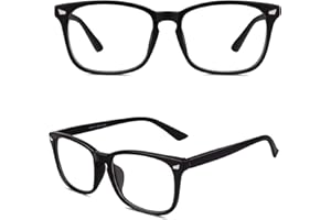 GQUEEN Hornbrille Brille Ohne Stärke Fake Brille Nerdbrille Damen Herren UV400,PE2