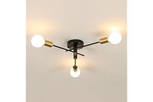 DAXGD Lustre Industriel Vintage, 180°-360° Réglable Lampe de Plafond, E27 Lustres Sputnik pour Salon Chambre à Coucher Cuisine Couloir