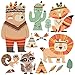 Produktbild Buntes Indianer MEGA SET - Kinderzimmerdeko: Wandsticker, Wandaufkleber, Wandtattoo Motiv Tiere: Fuchs, Bär, Indianer - für jedes Babyzimmer passend für: Mädchen & Junge ablösbare Tapetensticker