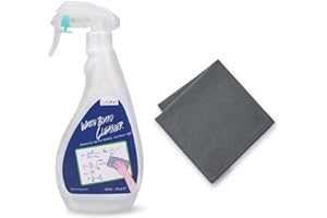 loukin Nettoyant non toxique pour tableau blanc, 500 ml, spray de nettoyage pour tableau blanc, à faible odeur, avec chiffon, élimine les taches tenaces des tableaux blancs, tableaux noirs