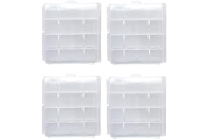 HOMEFUNTIME Battery Case AA/AAA Battery Holder Container Compact Portable Organizer Storage Case Insulative Plastic Clear Protective Battery Case for Travelling/Home/Office/School/Garage(4 PCS)