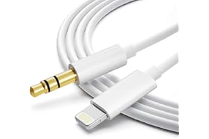 Beyeah Aux Kabel auf 3,5mm Premium-Audio Kabel für Auto Stereo/Kopfhörer/Lautsprecher System/Home/Auto-Stereoanlagen für iPhone 14/14 Pro/13/13 Pro/12/12 Pro/11/11Pro/X/XS/XR/8 (Weiß)