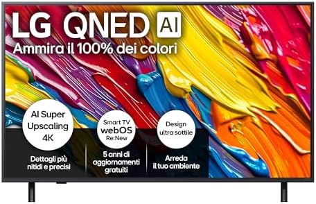 LG QNED AI QNED84 TV 50 pollici, Smart TV 4K, Processore α7 Gen8, Dynamic QNED Color, Design Ultra Slim, webOS con AI e telecomando puntatore AI, Gaming con VRR 4K@60Hz, 50QNED84A6C 2025