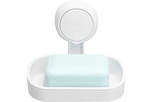 LEVERLOC Soap Dish for Shower, Max Hold 3 KG Suction Soap Holder for Bathroom, Bathtub, Wall Mounted, Waterproof, Drill-Free, Removable Suction Shower Organizer, Sponge Sink Holder, Plastic In White