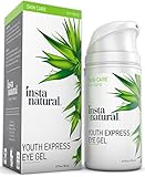 InstaNatural Eye Gel Cream - Wrinkle, Dark Circle, Fine Line & Redness Reducer - Pure & Organic Anti Ageing Blend for Men & Women with Hyaluronic Acid - Fight Bags & Lift Skin - 0.5 OZ Travel Size