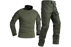 Czen Herren Tactical Shirt Militär Hemden Langarm Shirts Hosenanzüge Airsoft BDU Shirt Paintball Camouflage Outfit