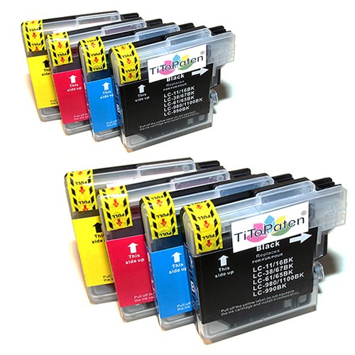 8x Brother DCP 585CW Kompatible Druckerpatronen - Cyan / Gelb / Magenta / Schwarz