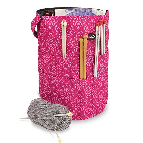 Stricken Eimer Tasche Nähen, Zubehör und Craft Nadel Aufbewahrung Organizer in Imperial Pink
