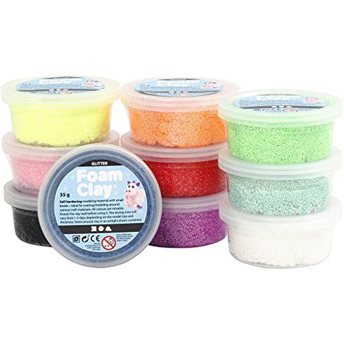 Foam Clay® Surtido, colores variados, purpurina, 10 x 35 g