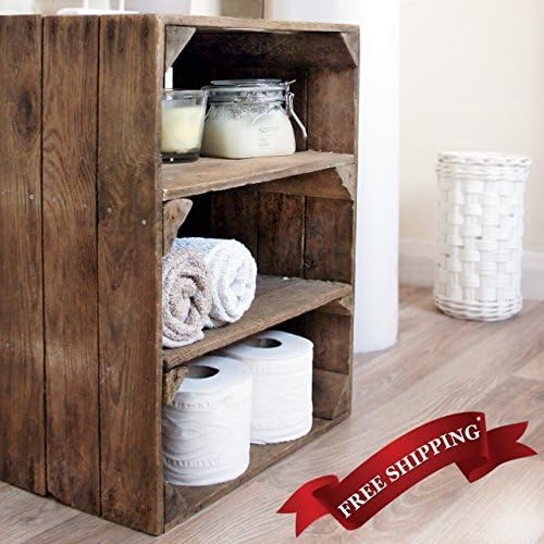 WOODEN BATHROOM CABINET- Rustic Storage Shelf Unit / Upcycled Vintage Crates