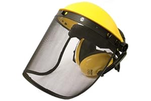 ROCWOOD Protector facial con visera de malla y con protectores auditivos