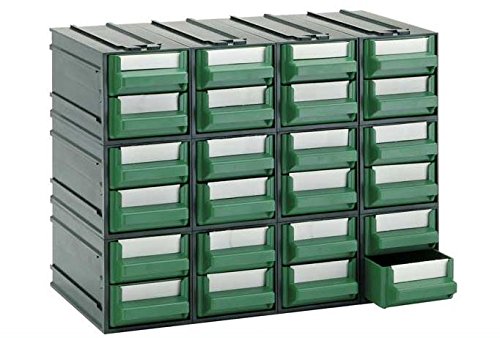 Mobil Plastic - Cajonera modelo A, compuesta por 24 cajones, medidas externas: 225 mm de ancho x 132 mm de profundidad