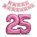 Produktbild XXL Folien-Luftballons 25 Pink + Happy Birthday Girlande | Riesen Zahlen-Luftballons | 40" 101CM | Perfekte Geburtstagsdeko Rosa | Fliegt mit Helium