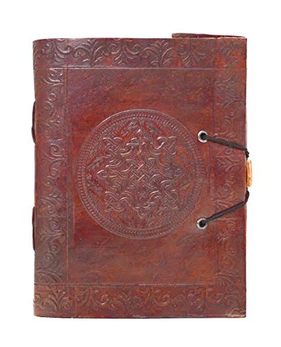 Zap Impex ® Handgefertigte echtes Leder Style Dry Mount Album, geprägt Runde Chakra Fotoalbum, Galerie-Album, Leder Tagebuch Größe Album handgefertigt in Indien (7 x 5) Zoll