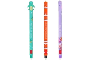 SZXLSP 3er Stifte Edition Löschbares 2025, Stifte mit Radierbarer Tinte Türkis, Schwarz, Lila Süße Löschbare Gelstifte Seepferdchen Clownfisch Meeresschildkröte Radierbare Stifte für Kinder Freunde (3PC)