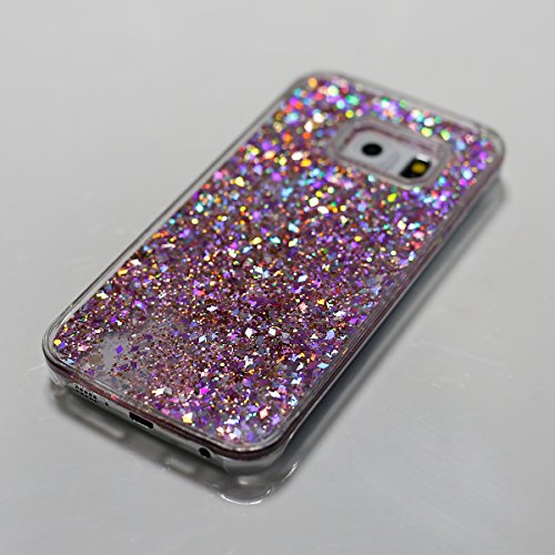 Galaxy S6 Edge Schutzhülle,Galaxy S6 Edge Hülle,Galaxy S6 Edge Flüssig Glitzer Hülle,Ukayfe Cool 3D Schwimmend Treibsand Flüssige Fließend Wasser Luxus Bling Hardcase Strass Glitzer Transparent Schutzhülle Crystal Clear Hülle Handyhülle Tasche Durchsichtig Hart PC Hüllen Handycover Schutz Cases Etui mit für Samsung Galaxy S6 Edge & 1 x Schwarz Eingabestift (Rosa) - 4