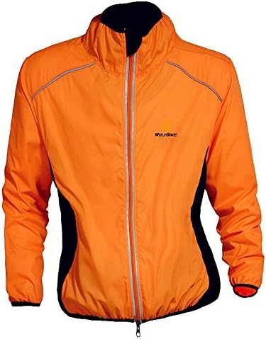 JS Soft Thin Windproof Coat MTB Bicycle Skincoat Polyester Jacket SW05 Orange XL
