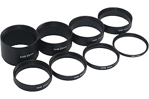 AISNYHO Set di 8 tubi di prolunga per telescopio, M48 x 0,75, T2, lunghezza 3 mm, 5 mm, 7 mm, 10 mm, 12 mm, 15 mm, 20 mm, 30 mm, estendibile per fotografia con telescopio astronomico