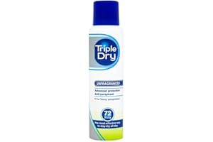 ‎TRIPLE DRY Triple Dry Anti-Transpirant-Spray, 2 x 150 ml, Deo-Spray gegen starkes Schwitzen, antibakterielles Deodorant für 72 h Schutz, parfümfreies Antiperspirant