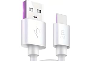 DASHMAG Type C Charging Cable, 2m Extra Long, 5A 45W Fast Charging USB Cable for iPhone 15, Samsung Galaxy, Oppo, LG, Huawei, Nokia, OnePlus, Honor, USB A to USB C Charger Lead, S20 S21 S22 Pixel iPad Switch