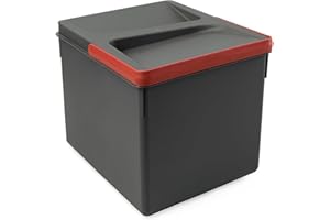 Emuca Basura, Cubos de Reciclaje para Base Recortable, contenedor de Alto 216mm y Capacidad 12 litros, Gris, H 216 mm (1 x 12 L)