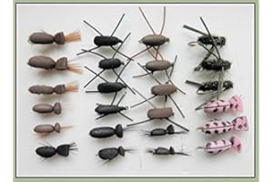 TROUTFLIES UK DRY FLIES Beetle Trout Fishing Flies, 24 Pack, Gum Beetle, Standard, Peacock & pink Lady, Mixed Size