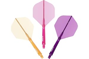 CUESOUL Rost 77 Eje de dardo Integrado y Pluma,Forma estándar,Juego de 3 (Serie de Colores Transparentes)