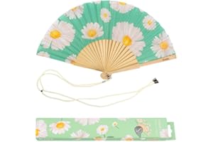 Fisura - Originale ventaglio con motivo. Ventilatore a mano in legno moderno e colorato. Ventaglio con cordino porta ventaglio. Misure: 42,5 x 23 cm.