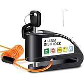 Motorcycle Lock, Brake Disc Lock, Alarm 110 dB, High Sound Motorcycle Alarm Disc Lock, 1.5 m Reminder Wired
