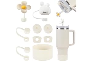 Yuecda Stanley Cup Accessories Set: Including Silicone Spill-Proof Stopper, Straw Cover Caps, Silicone Boots (Cream)