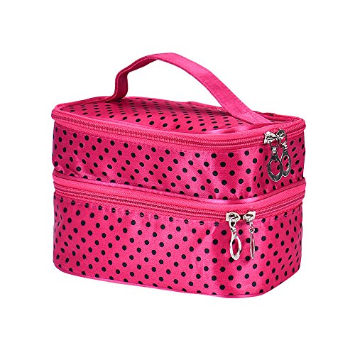 Preisvergleich Produktbild Rosennie Damen Makeup Tasche Kosmetikkoffer Kosmetiktasche Wasserdichte Verfassungs Beutel Multifunktionale Make-up-Square Case Organisator Professional Makeup Box (Rose Rot)