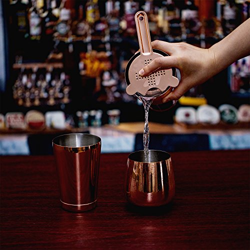 Kupfer Boston Shaker: 4-teilig Set: 550ml&750ml Profi Edelstahl Cocktail Set, Barsieb & Barmaß von Homekeros - 6