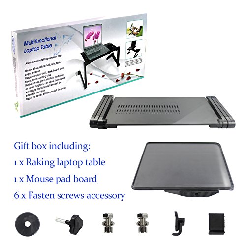 Rettungs-Laptop-Tisch / Schreibtisch / Stand-Portable Klapp-Tisch-Bett, Sofa, Teppich Tray Buch Stand-Extra Wide Tray Aluminium-Legierung mit Maus Stand (Schwarz) - 7