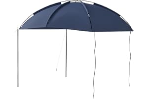 Outsunny Tragbare Markise mit verstellbarem Gestänge und Transporttasche, Polyester, Stahl und Glasfaser-Automarkise, 290x278x230-260 cm, Blau