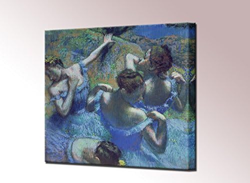 The Blue Dancers Canvas Print by Edgar Degas Framed Wall Art Picture Ready To Hang High Quality Stretched (40 x 39.5 cm)