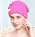 Moolecole Soft Women Bowknot Microfiber Hair Dry Towel Thickened Shower Cap Hair Turban Quick Dry Hat Cap Watermelon Red