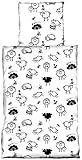 bettwäsche schaf schwarz weiß 1 Kissenbezug 80 x 80 cm one-home 2 teilig Bettwäsche 135 x 200 cm Schafe Schäfchen schwarz weiß Microfaser