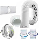 Portable Air Conditioning Tube 200 cm, with Adapter Internal Diameter 130 mm/External Diameter 150 mm, Portable Ventilation H