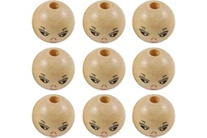 Healifty 100 Pieces Smile Face Wooden Beads Creative Round Beads Charm DIY Craft Beads for Children Jewellery Making Accessories (14 mm)