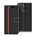 Produktbild Huawei Nova 2 Hülle, Coodio Huawei Nova 2 Lederhülle, Huawei Nova 2 Ledertasche, Wallet Brieftasche Tasche Schutzhülle mit Magnetverschluss Kartenfächer Standfunktion für Huawei Nova 2, Schwarz/Rot