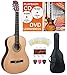 Classic Cantabile AS-851 4/4 Konzertgitarre Starter Set (Komplettes Anfänger Set mit Klassik Gitarre, Gigbag Tasche, Nylonsaiten, Lehrbuch/Schule inkl CD und DVD, 3x Plektren und Stimmpfeife)