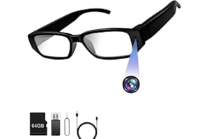 UYIKOO Cámara Espía Oculta 64GB, Gafas con Camara 1080p HD, Mini Gafas Espia Portátil Cámara de Grabación para Reuniones, Viajes, Deportes