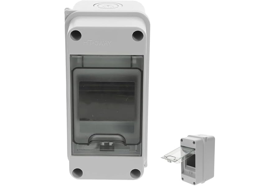 Din Rail Enclosure, 3-Way Weatherproof Power Distribution Box, Transparent Cover Junction Box for Indoor and Outdoor Wall