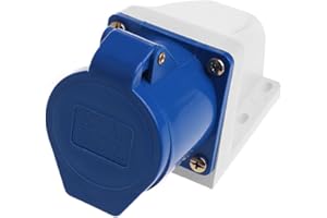 Max-Tonsen Zócalo Industrial de 32 amperios y 3 Pines 220V-250Volt Resistente a la Intemperie IP44 Impermeable 2P+E 32A