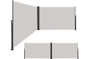 XINZI Store latéral extensible en aluminium - Double face - Avec fonction rétractable automatique - Protection solaire - Brise-vue - Pour balcon, terrasse, jardin - Gris clair - 160 x 600 cm