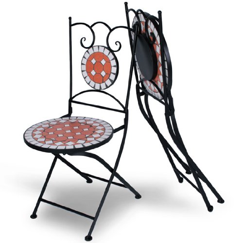 Hochwertiges & Stabiles Mosaik Gartenmöbel Set Tisch + 2 Stühle in terracotta