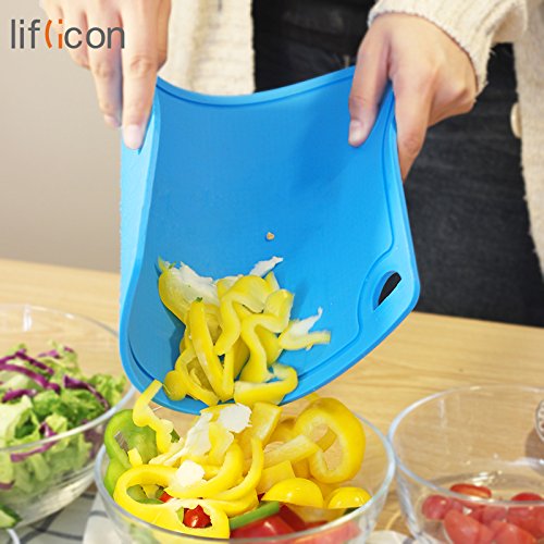 Liflicon [Koch-Experte]Premium Lebensmittelqualität Silikon Schneidebrett,BPA Frei Flexible rutschfeste antimikrobielle dicke Hitzebeständigkeit.Farbe[Blau] - 6