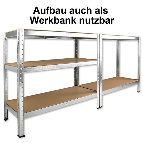 Torrex 37853 Steckregal / Lagerregal aus verzinktem Stahl mit 5 Böden – 875 Kg belastbar – 180 x 90 x 40 cm Kellerregal Schwerlastregal - 5