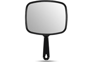 OMIRO Hand Mirror, All Black Handheld Mirror with Handle, Rectangle, 16.8 x 23.6 cm